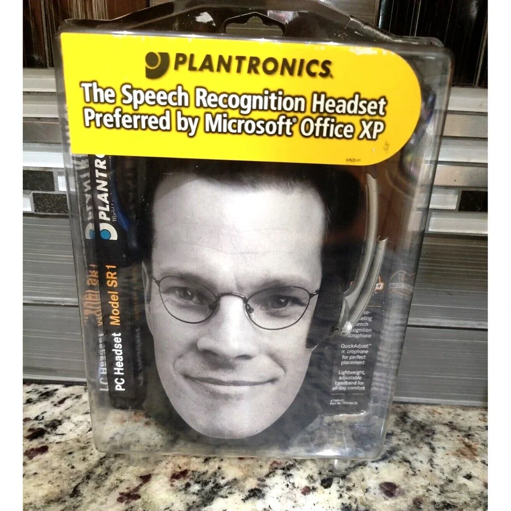 Plantronics Model SR1 Speach Recognition Microphone PC Headset Blue.‎ OPEN BOX